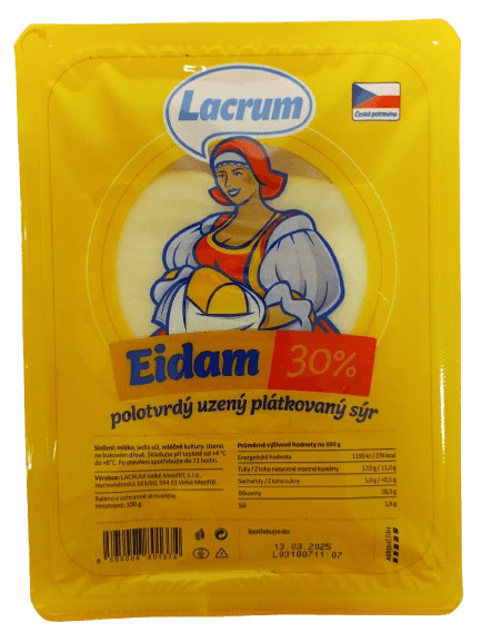 Eidam 30% plátky uzený 100g